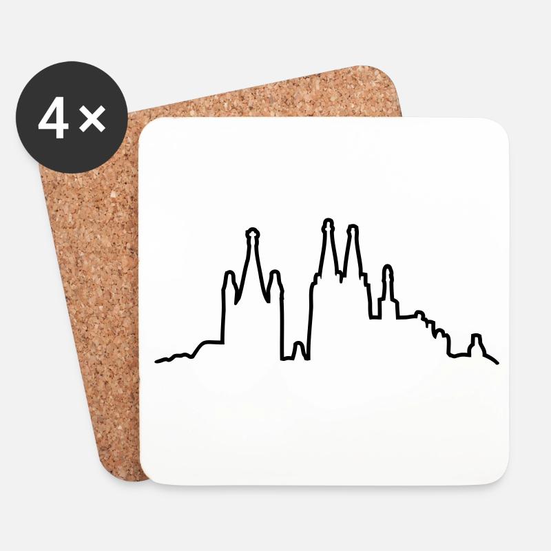 Kölner Skyline Kontur - Untersetzer (4er-Set) - Weiß