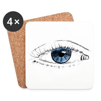 Eye with blue iris - Coasters (set of 4) - white - Front