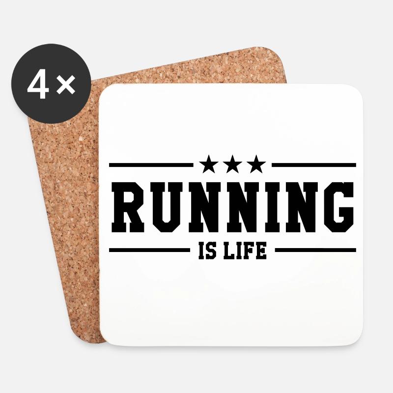 Laufen / Running / Jogging / Joggen / Marathon - Untersetzer (4er-Set) - Weiß