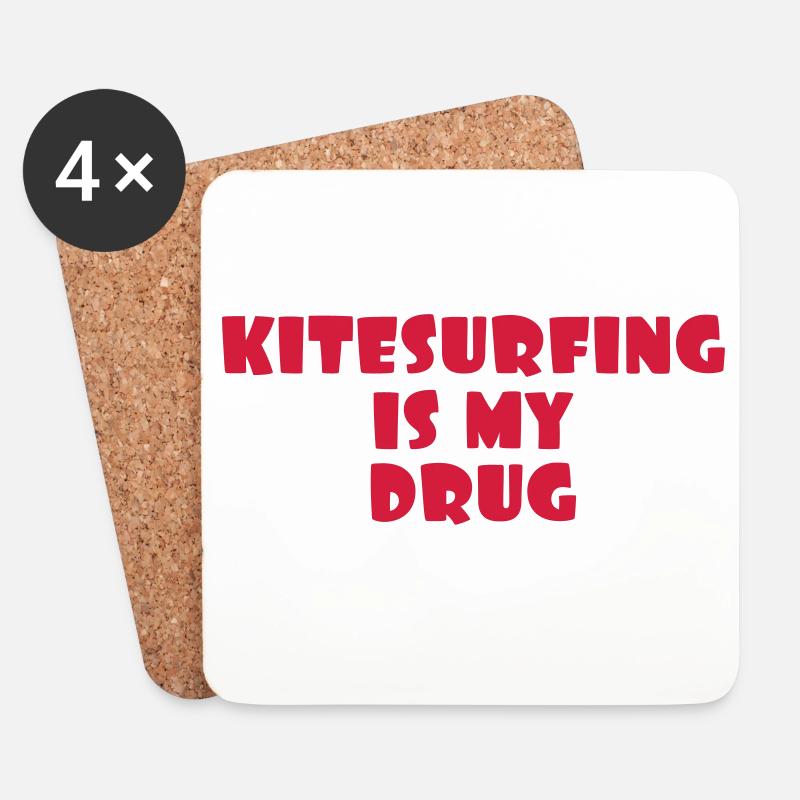 Kitesurfen / Kitesurfer / Kiteboarden / Kitesurf - Untersetzer (4er-Set) - Weiß