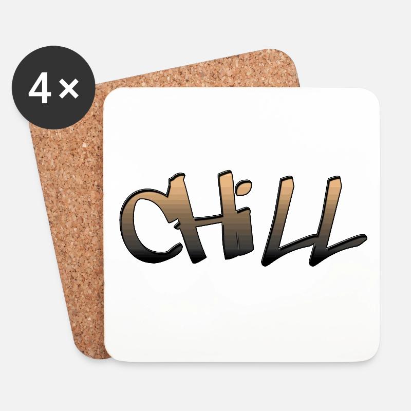 Chill, chill, Chill mal, abhängen, abschalten - Untersetzer (4er-Set) - Weiß