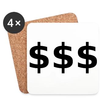 Dollar Dollars Cash Money Vektor Design - Untersetzer (4er-Set) - Weiß - Vorne