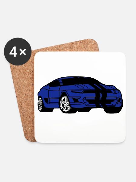 Sportwagen - Sportauto - Coupé - Untersetzer (4er-Set) - Weiß