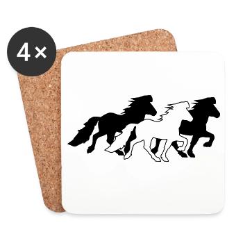 3 nobles chevaux islandais à tölt - Dessous de verre (lot de 4) - blanc - Devant