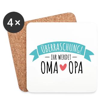 Überraschung, ihr werdet Oma und Opa - Großeltern - Untersetzer (4er-Set) - Weiß - Vorne