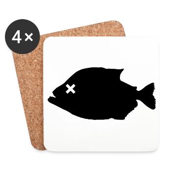 Piranha Poisson - Dessous de verre (lot de 4) - blanc - Devant