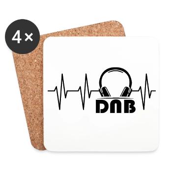 dnb heartbeat headphones drum n bass pulse logo - Coasters (set of 4) - white - Front