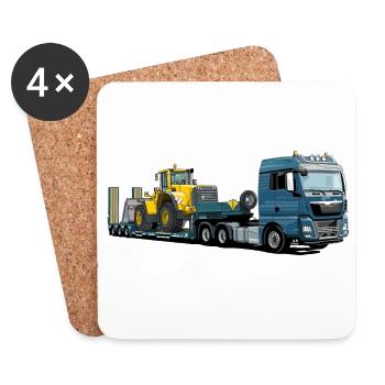 Low-loader with excavator - Coasters (set of 4) - white - Front