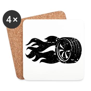 Burning Tire Flames Motorsport - Coasters (set of 4) - white - Front