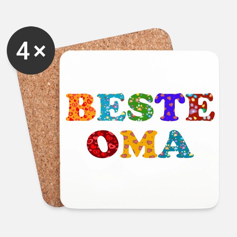 Beste Oma - auf der ganzen Welt - Danke Geschenk - Untersetzer (4er-Set) - Weiß