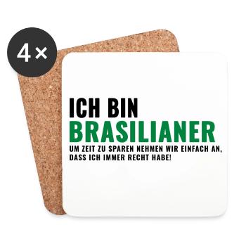Brasilianer Spruch Humor Shirt - Untersetzer (4er-Set) - Weiß - Vorne