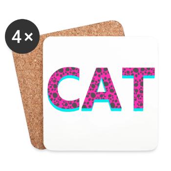 Typographie, Cat, Tier tatzen muster - Untersetzer (4er-Set) - Weiß - Vorne