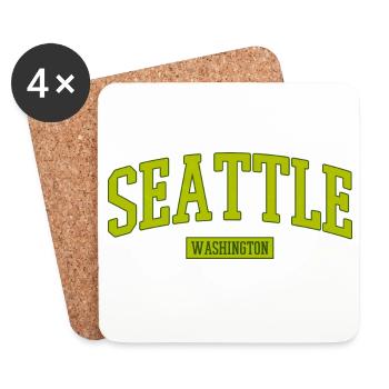 Seattle Washington Lettering - Coasters (set of 4) - white - Front