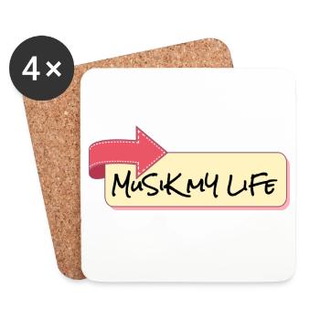 Musik Mein Leben Schriftzug - Untersetzer (4er-Set) - Weiß - Vorne