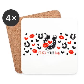 Crazy Horse Lady schwarze und rote Muster - Untersetzer (4er-Set) - Weiß - Vorne