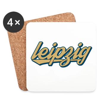 Leipzig Retro Script – Vintage Stadtlogo - Untersetzer (4er-Set) - Weiß - Vorne