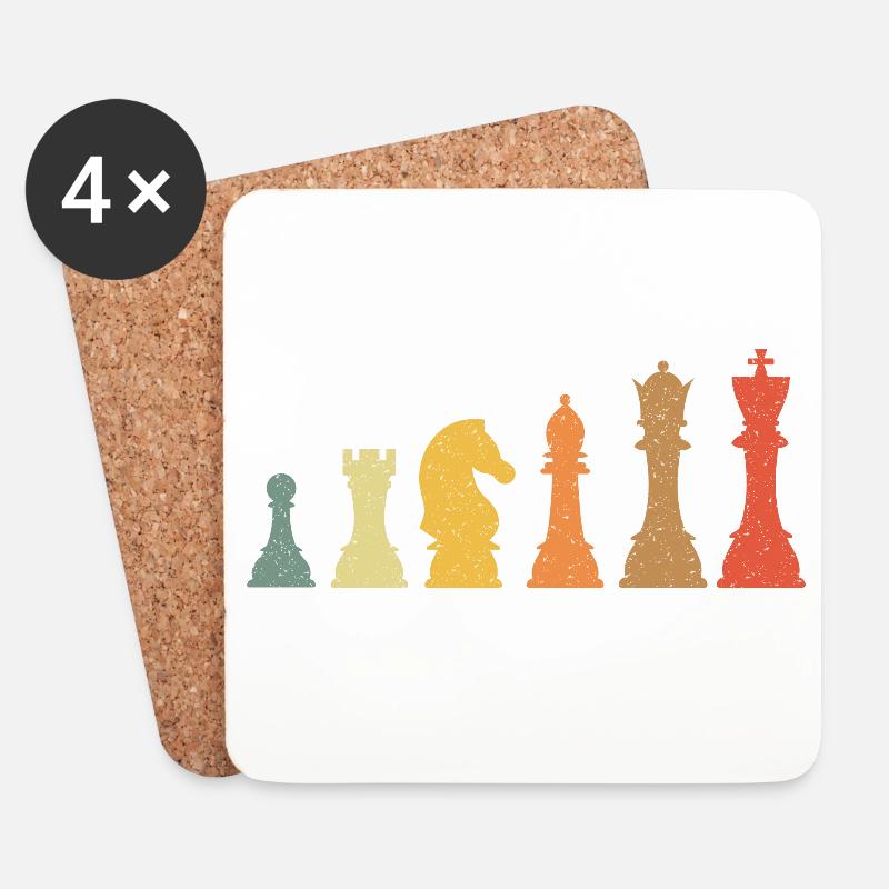 Chess Evolution Vintage Retro - Coasters (set of 4) - white