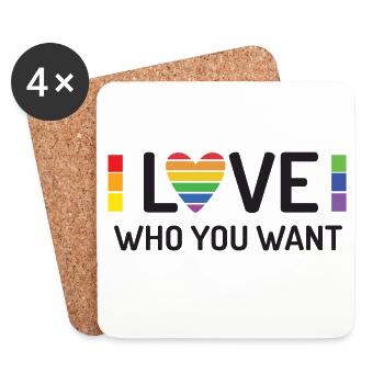 Pride Month - Liebe, wen du willst - Untersetzer (4er-Set) - Weiß - Vorne