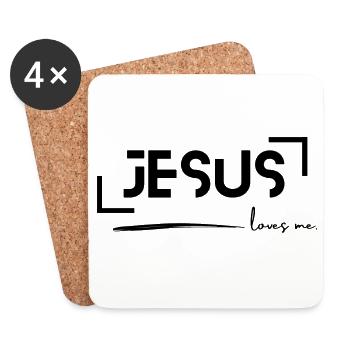 Jesus liebt mich - Untersetzer (4er-Set) - Weiß - Vorne