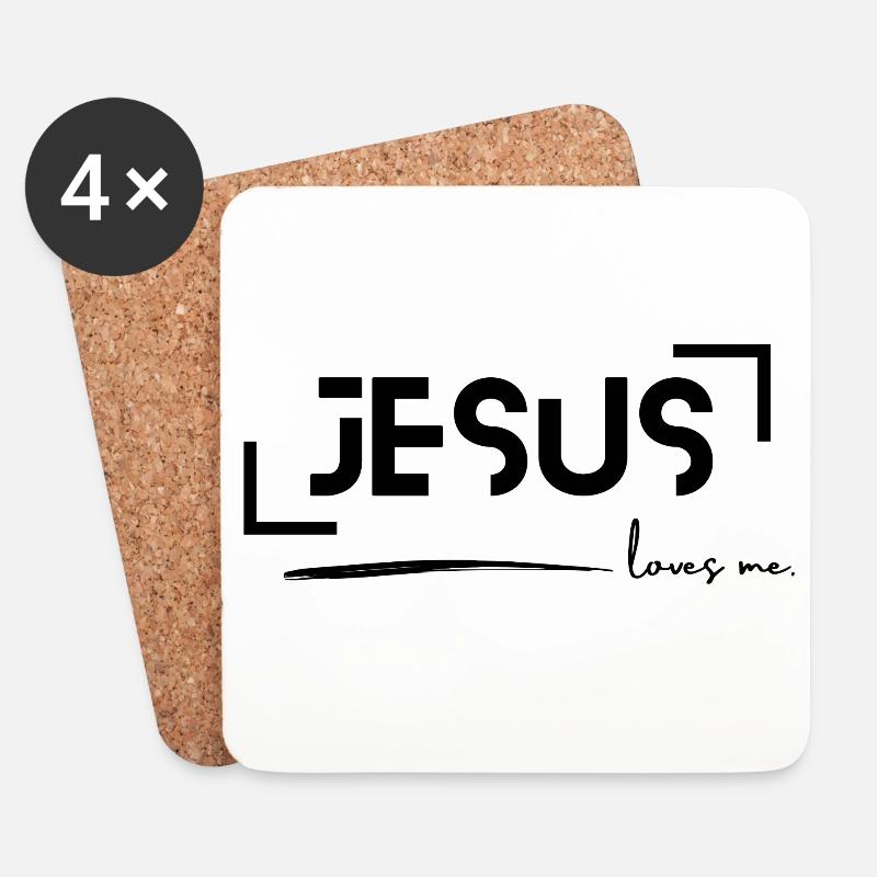 Jesus liebt mich - Untersetzer (4er-Set) - Weiß