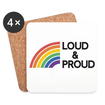 LGBTQ Pride Month - Laut und stolz - Untersetzer (4er-Set) - Weiß - Vorne