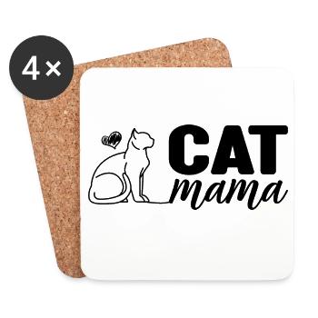 Katze Mama - Untersetzer (4er-Set) - Weiß - Vorne