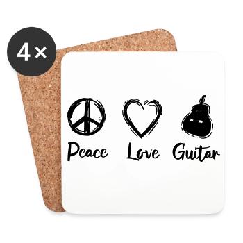Amour de la guitare - Dessous de verre (lot de 4) - blanc - Devant