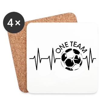 pulse ball heartbeat soccer one team club icon - Coasters (set of 4) - white - Front