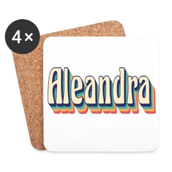 Aleandra t-shirt retro vintage t-shirt gift - Coasters (set of 4) - white - Front