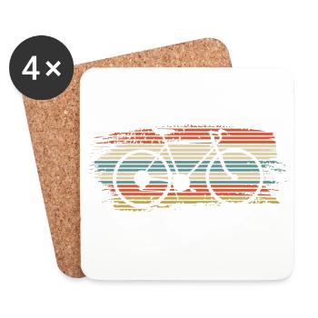 Regenbogen gestreiftes Fahrrad - Untersetzer (4er-Set) - Weiß - Vorne