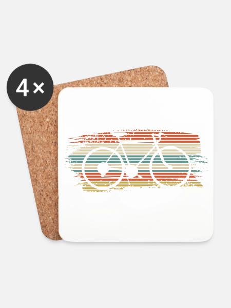 Regenbogen gestreiftes Fahrrad - Untersetzer (4er-Set) - Weiß