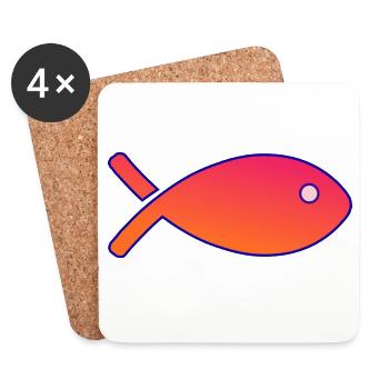 POISSON. SARDINE. POISSON. POISSON D'AVRIL. MER - Dessous de verre (lot de 4) - blanc - Devant