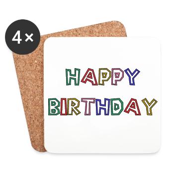 ALLES GUTE ZUM GEBURTSTAG. ALLES GUTE ZUM GEBURTSTAG. JAHRESTAG. - Untersetzer (4er-Set) - Weiß - Vorne