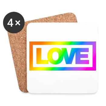 Typo LOVE Kontur Rainbow - Untersetzer (4er-Set) - Weiß - Vorne