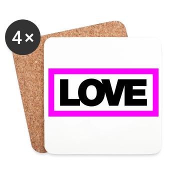 Typo LOVE Contour 2C - Dessous de verre (lot de 4) - blanc - Devant