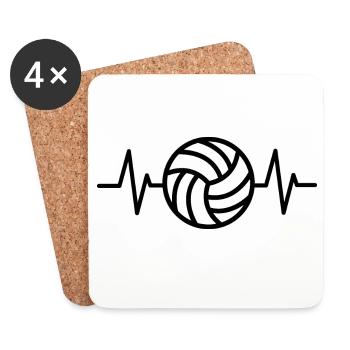 herzschlag volleyball Volleyballer Puls Beach Logo - Untersetzer (4er-Set) - Weiß - Vorne