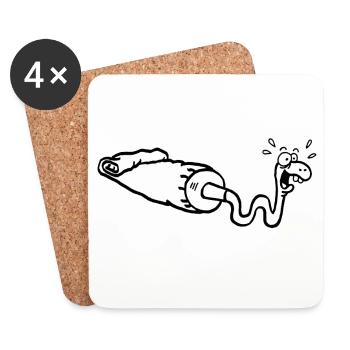 Serpent noir et tube de gouache - Dessous de verre (lot de 4) - blanc - Devant