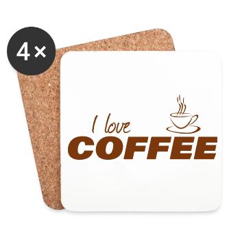 I LOVE COFFEE - Untersetzer (4er-Set) - Weiß - Vorne