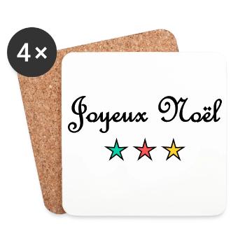 NOËL. JOYEUX NOËL. MERRY CHRISTMAS. PÈRE NOËL - Dessous de verre (lot de 4) - blanc - Devant