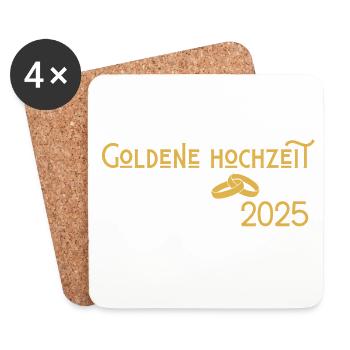 Goldene Hochzeit 2025 mit Ringen Jugendstil - Untersetzer (4er-Set) - Weiß - Vorne