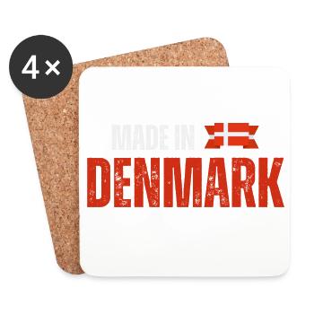 Fabriqué au Danemark, fierté danoise - Dessous de verre (lot de 4) - blanc - Devant