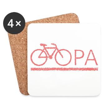 bester Opa Fahrrad Mountainbike Radeln Kritzeln - Untersetzer (4er-Set) - Weiß - Vorne