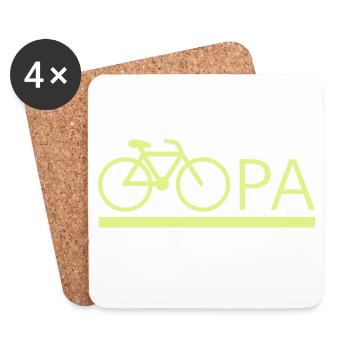 bester Opa Fahrrad Mountainbike Radeln Kritzeln - Untersetzer (4er-Set) - Weiß - Vorne