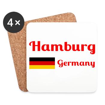 Hambourg, Allemagne - Imprimés élégants - Dessous de verre (lot de 4) - blanc - Devant