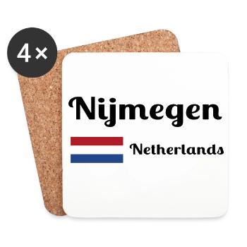 Nimègue, Pays-Bas - Imprimés élégants - Dessous de verre (lot de 4) - blanc - Devant