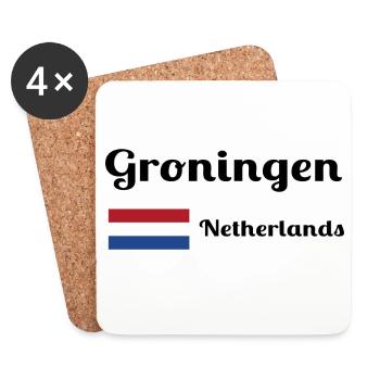 Groningue, Pays-Bas - Imprimés élégants - Dessous de verre (lot de 4) - blanc - Devant
