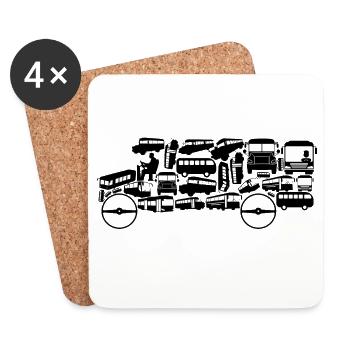 Bus - Untersetzer (4er-Set) - Weiß - Vorne