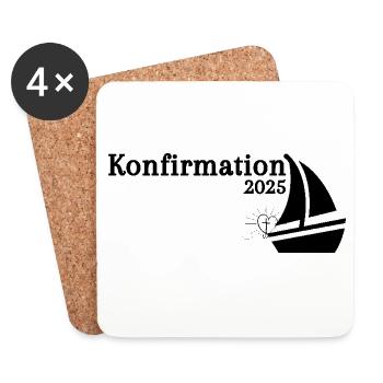 Confirmation 2025 Ship sails on the horizon - Coasters (set of 4) - white - Front
