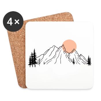 Sunlit Mountain Silhouette - Coasters (set of 4) - white - Front