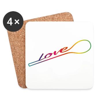 Mit Liebe gekocht – bunter Kochlöffel - Untersetzer (4er-Set) - Weiß - Vorne